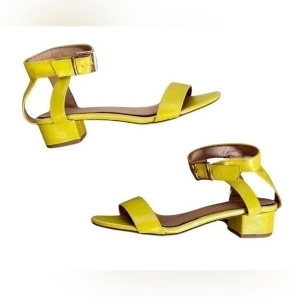 Chelsea Crew Bright Yellow Block Heels with Ankle Strap